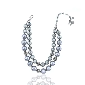 Diamonique Pearl Statement Necklace - Gray