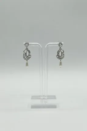 Elen Henderson Swirling Rhinestone Earrings with Pearl Drop