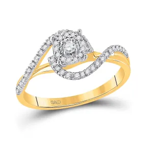 Enchanting Love Story | 10kt Yellow Gold Round Diamond Solitaire Swirl Bridal Wedding Engagement Ring 1/5 Cttw