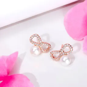 Eternal Infinity Elegance 925 Sterling Silver Rose Gold-Plated Earring