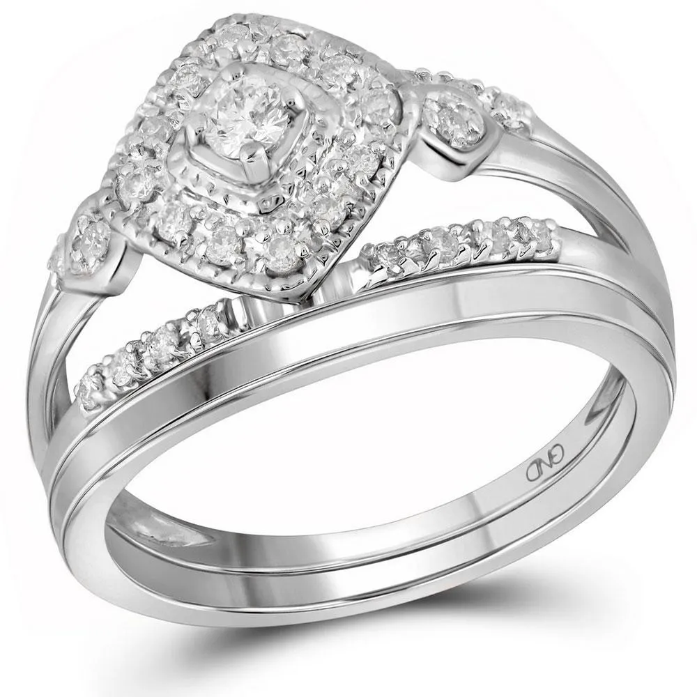 Eternal Love 10kt White Gold Diamond Wedding Ring Band Set
