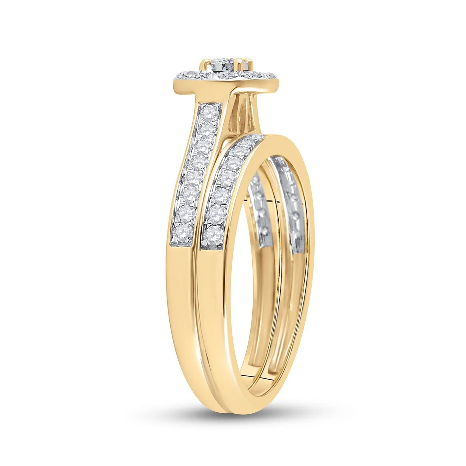 Eternal Love 10kt Yellow Gold Round Diamond Bridal Wedding Ring Band Set 1/2 Cttw