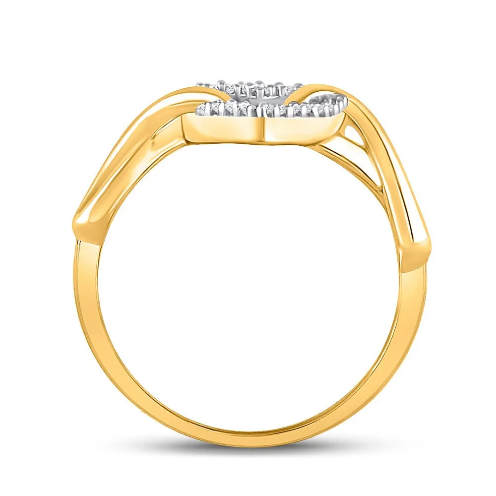 Eternal Love Diamond Heart Ring | 10kt Yellow Gold Womens Round Diamond Infinity Twist Heart Ring 1/10 Cttw