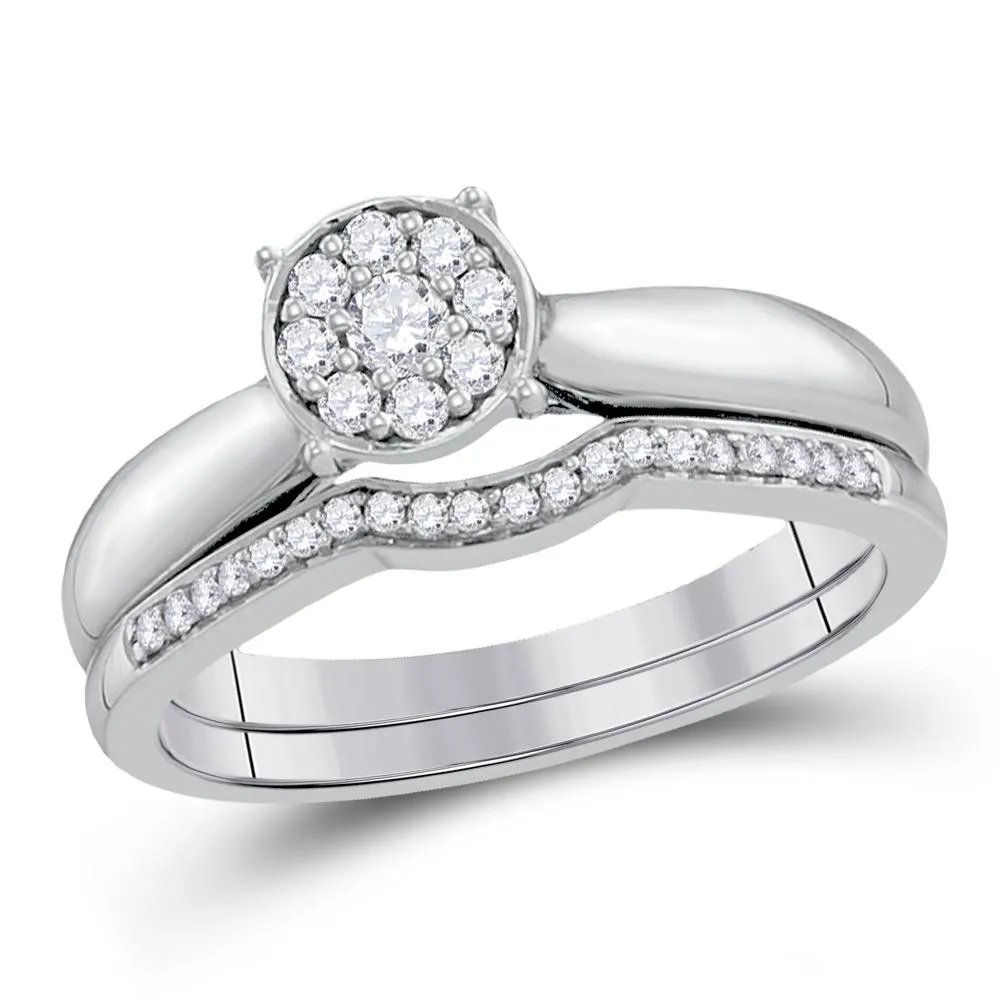 Eternal Radiance 10kt White Gold Diamond Bridal Wedding Ring Band Set