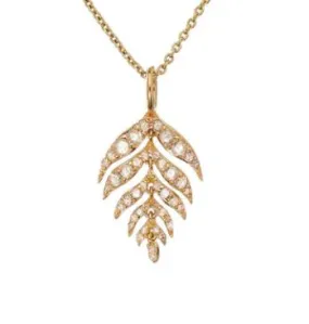 Feuille 0.34Ct Diamond Small Leaf Pendant only in 18k Yellow Gold