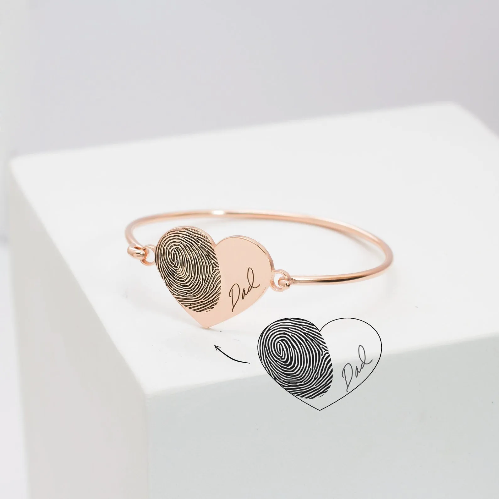 Fingerprint Heart Bangle