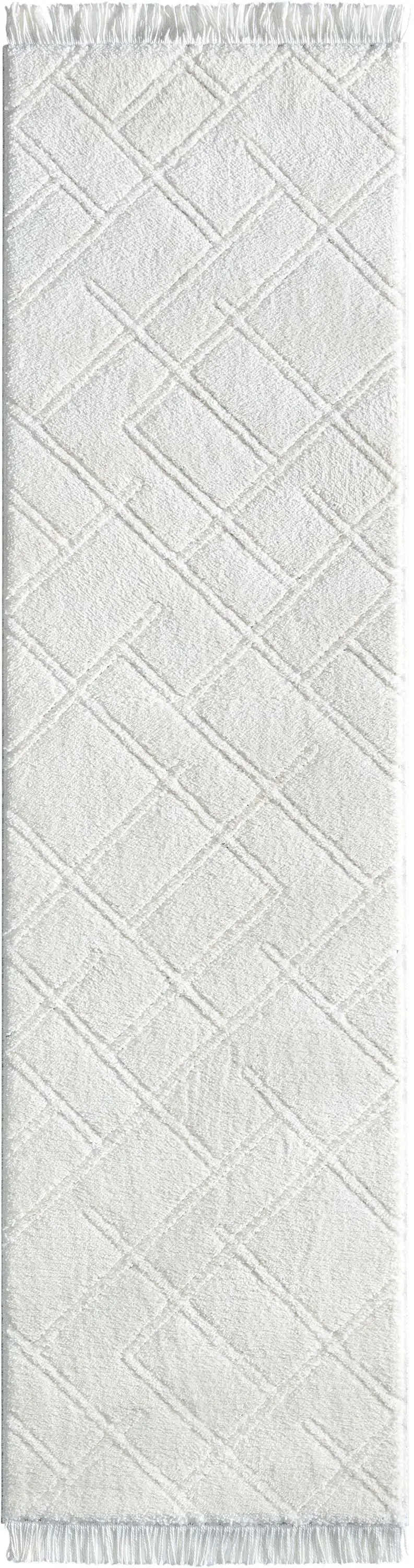 Firth Moroccan Trellis Textured Ivory Ultra Soft High-Low Shag Rug