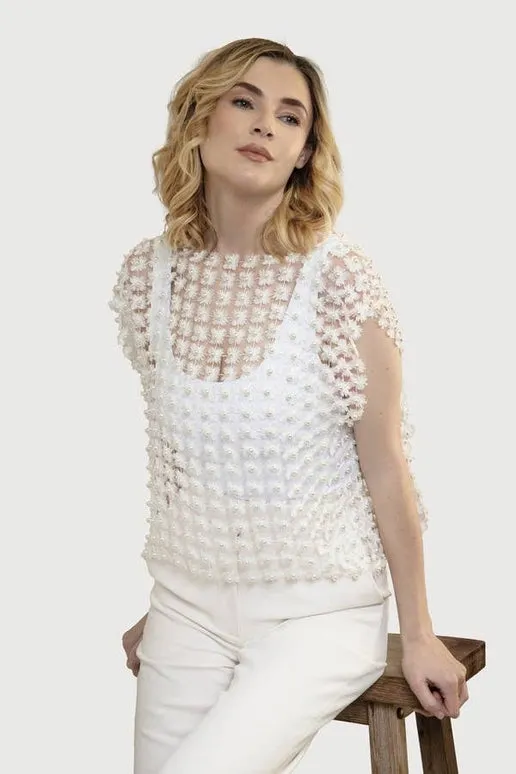 Floral Shell Pearl Capelet - SACCHI