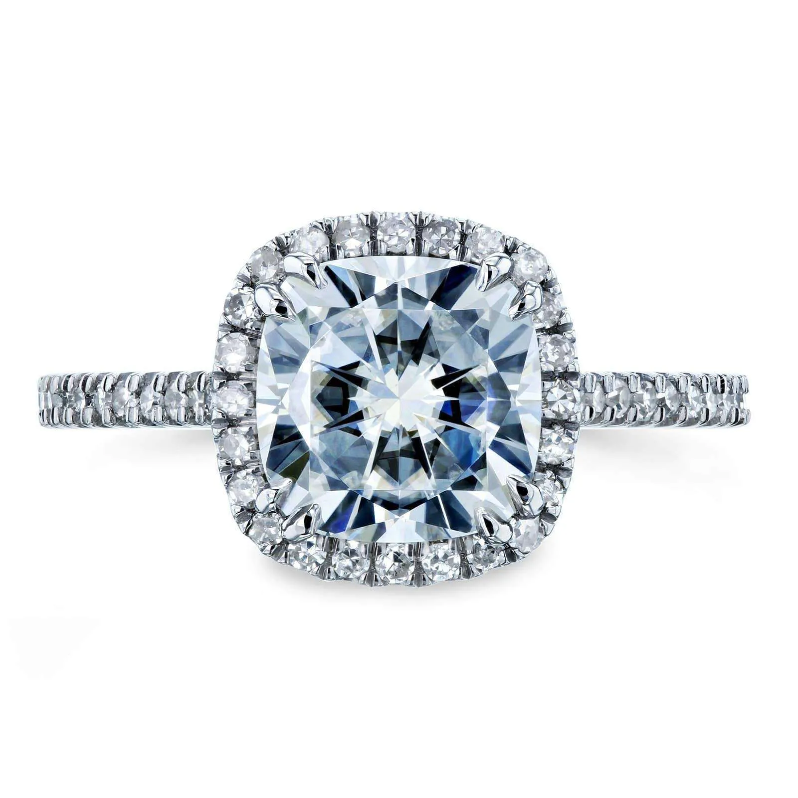 Forever One Cushion Moissanite Halo Ring 2 1/4 CTW