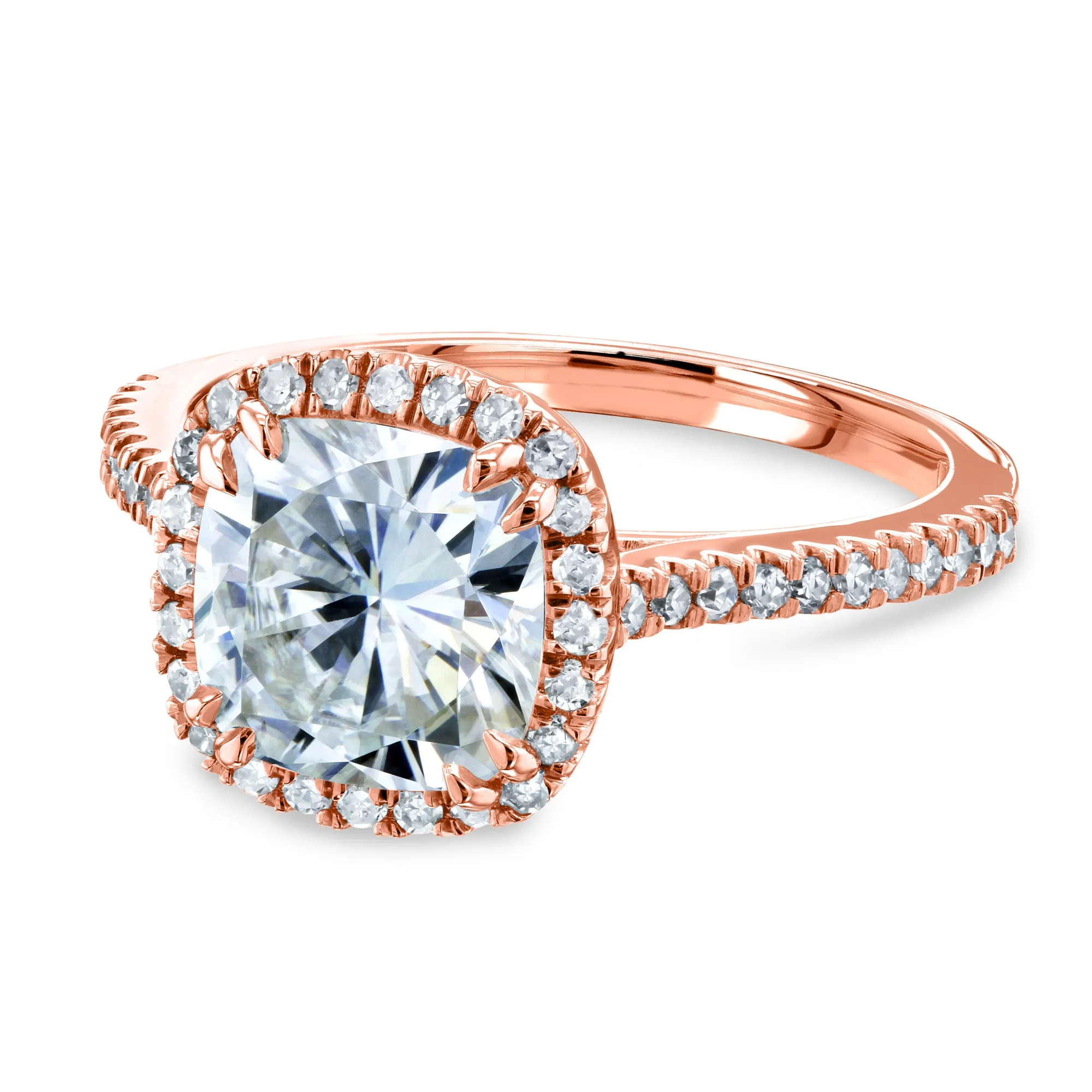 Forever One Cushion Moissanite Halo Ring 2 1/4 CTW