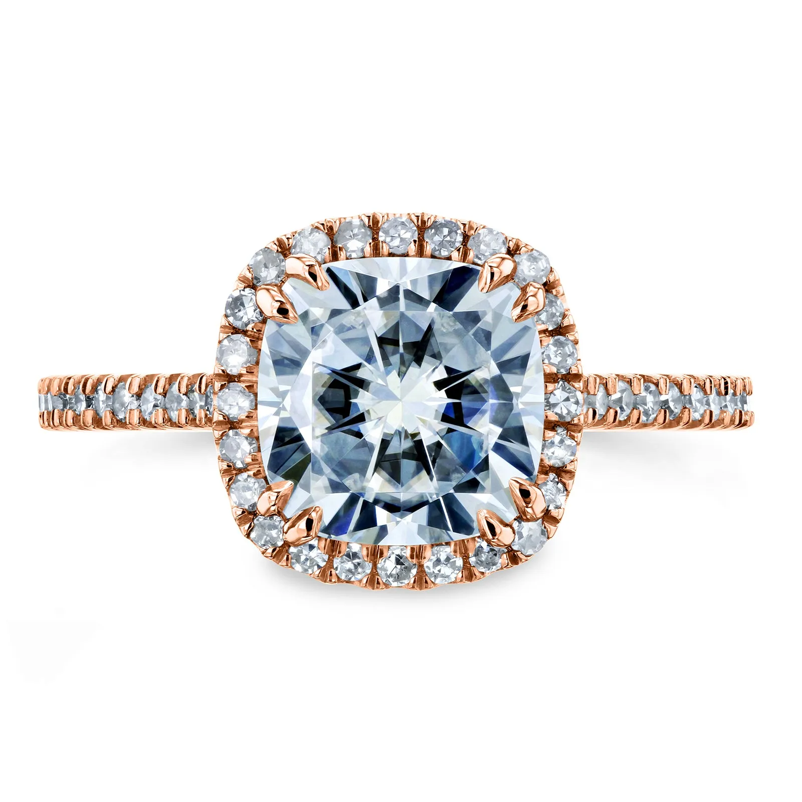 Forever One Cushion Moissanite Halo Ring 2 1/4 CTW