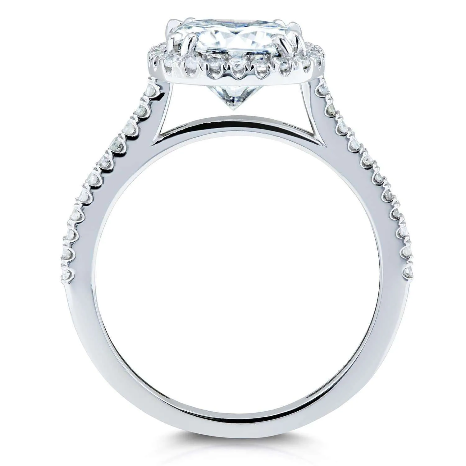 Forever One Cushion Moissanite Halo Ring 2 1/4 CTW