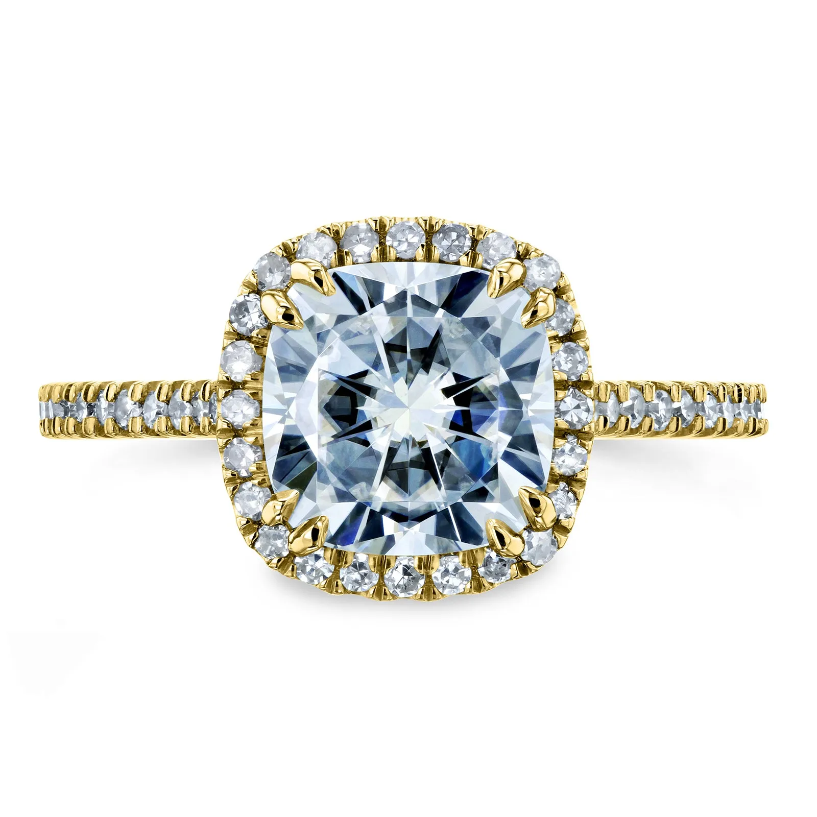 Forever One Cushion Moissanite Halo Ring 2 1/4 CTW