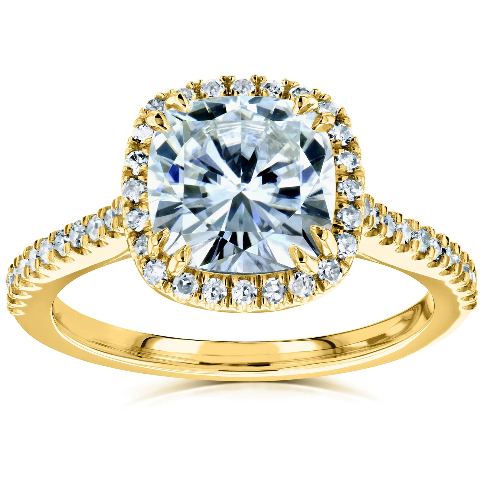 Forever One Cushion Moissanite Halo Ring 2 1/4 CTW