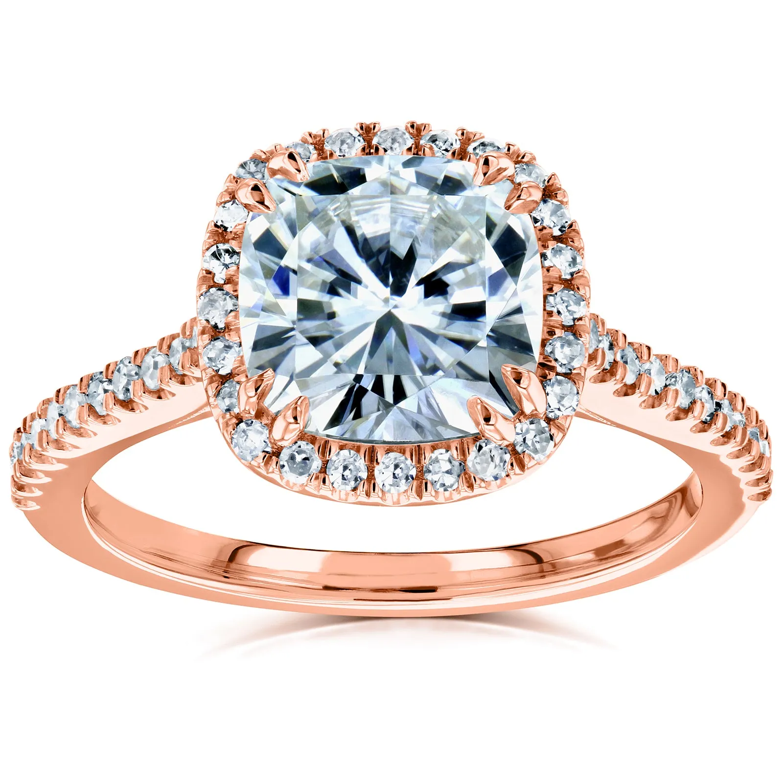 Forever One Cushion Moissanite Halo Ring 2 1/4 CTW