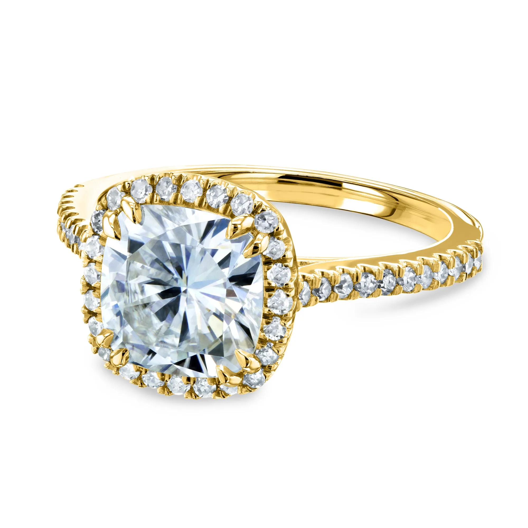 Forever One Cushion Moissanite Halo Ring 2 1/4 CTW