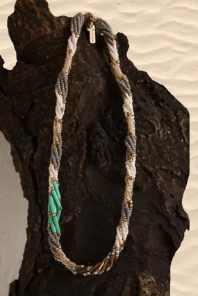 Gray Twist Beaded Necklace