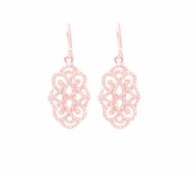 Infinite Love Drop Earrings with White Topaz Pave, Rose Gold