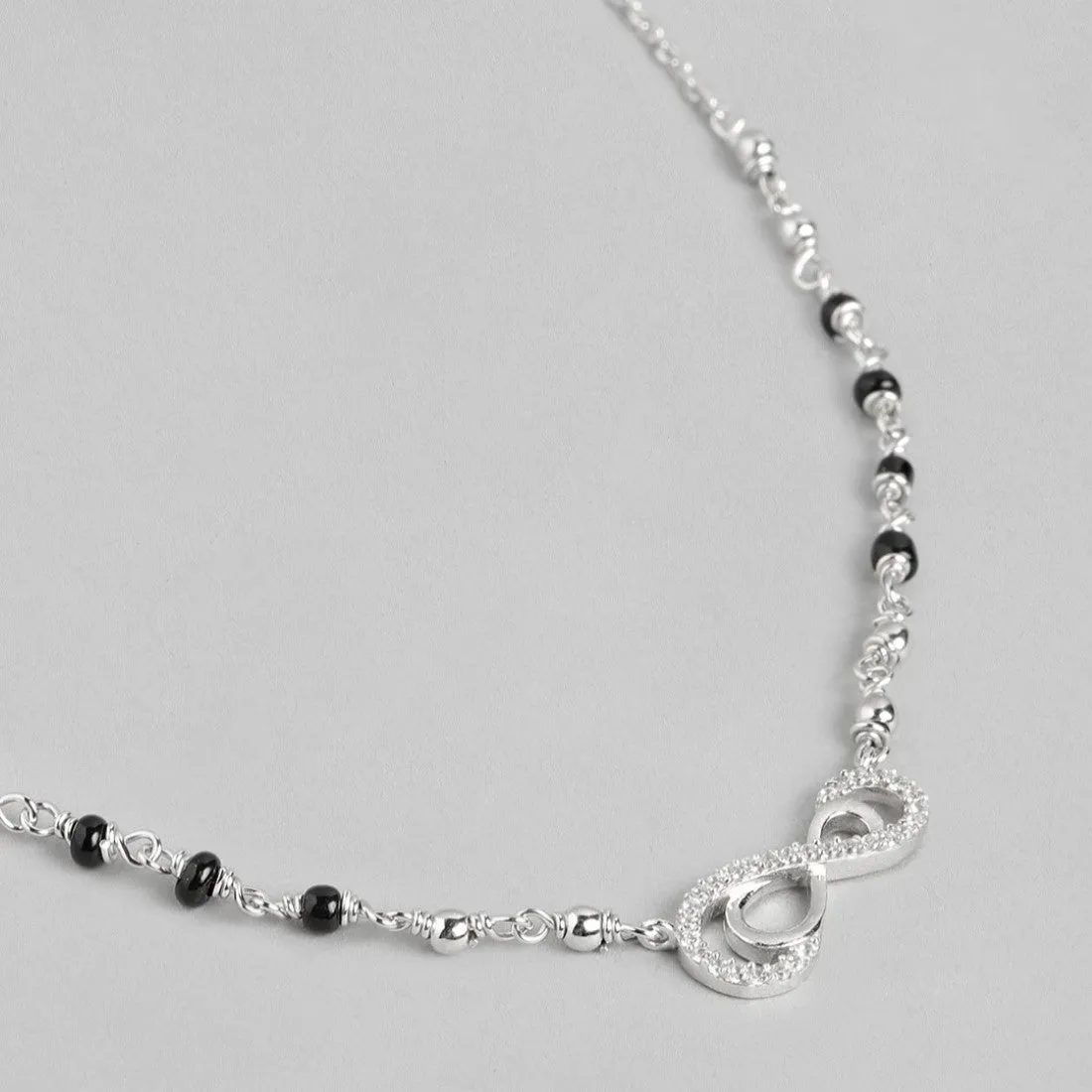 Infinite Radiance CZ Rhodium-Plated 925 Sterling Silver Mangalsutra