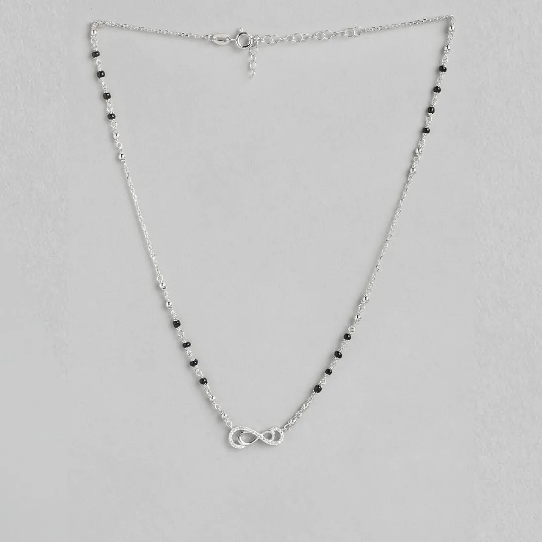 Infinite Radiance CZ Rhodium-Plated 925 Sterling Silver Mangalsutra