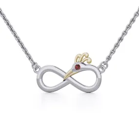 Infinity Peacock Silver and Gold Necklace with Gemstone MNC487