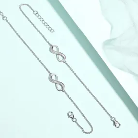 Infinity Reflections Rhodium-Plated 925 Sterling Silver Bracelet with Cubic Zirconia
