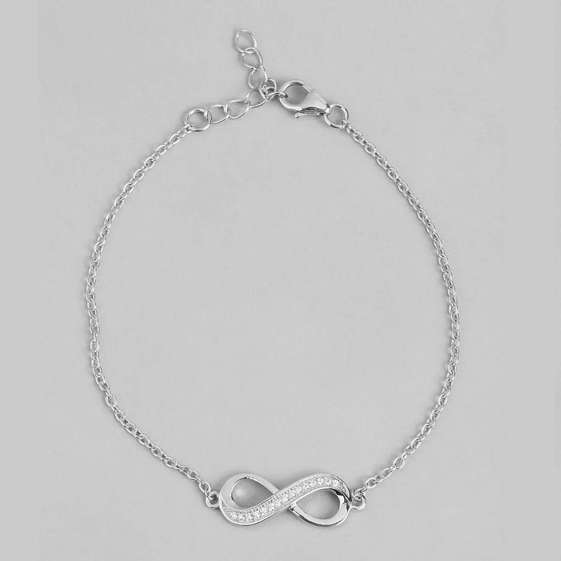 Infinity Reflections Rhodium-Plated 925 Sterling Silver Bracelet with Cubic Zirconia