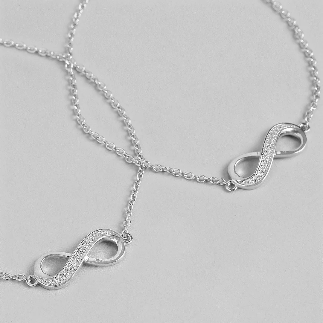 Infinity Reflections Rhodium-Plated 925 Sterling Silver Bracelet with Cubic Zirconia
