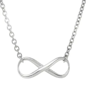Infinity Sign Link Necklace In Rhodium Plated Sterling Silver - 18 Inches