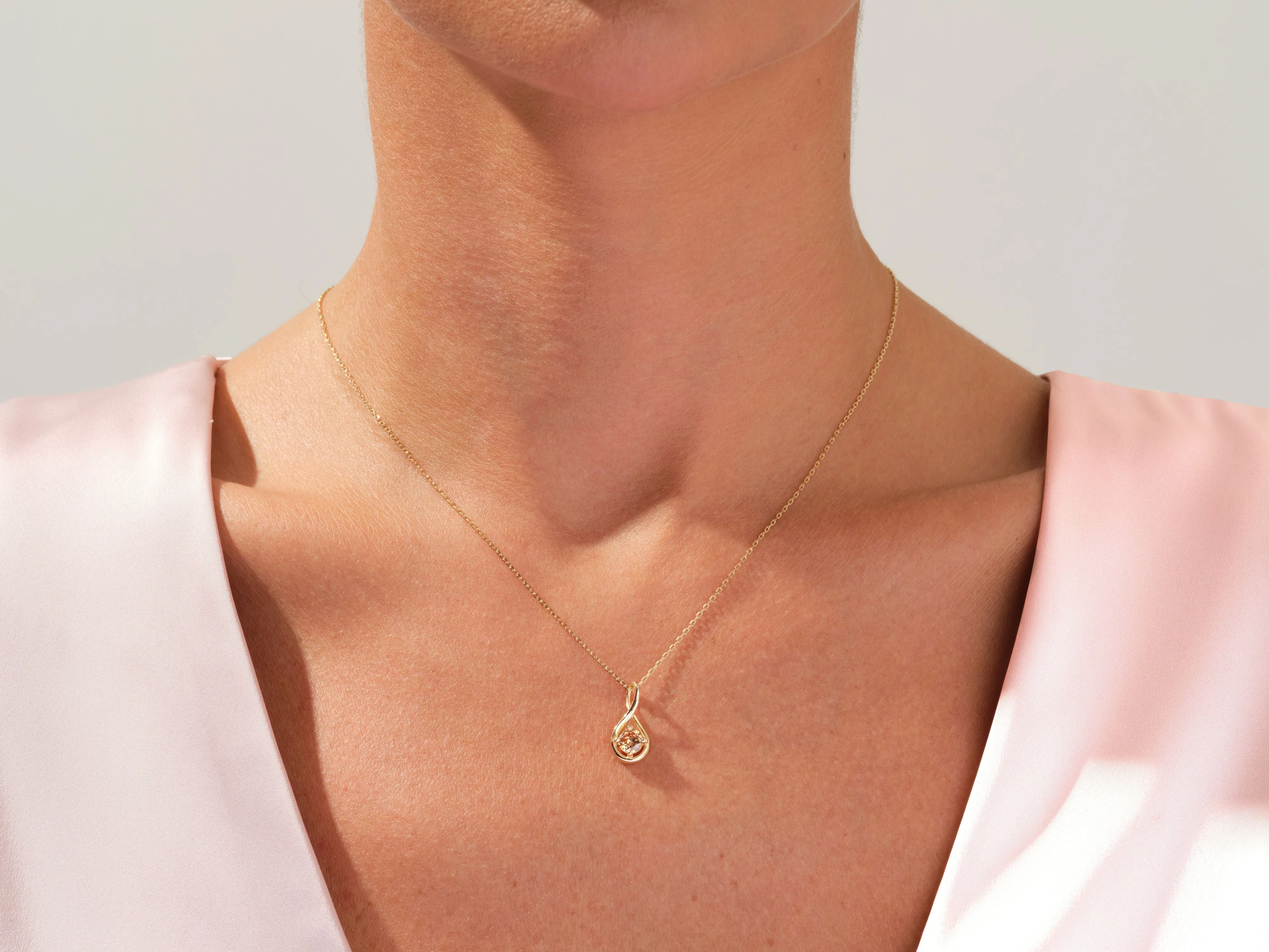 Infinity Solitaire Birthstone Necklace in 14k Solid Gold