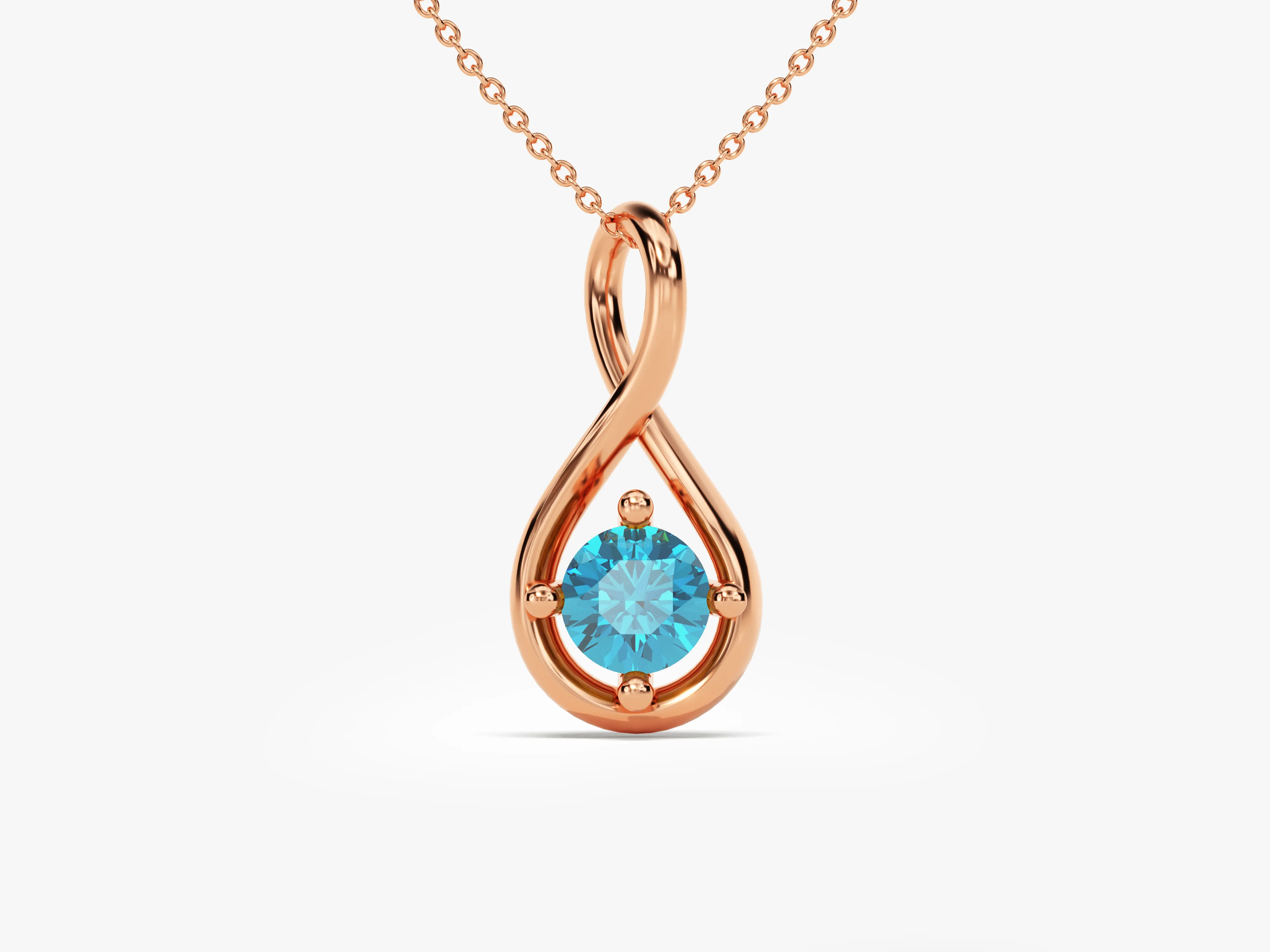Infinity Solitaire Birthstone Necklace in 14k Solid Gold