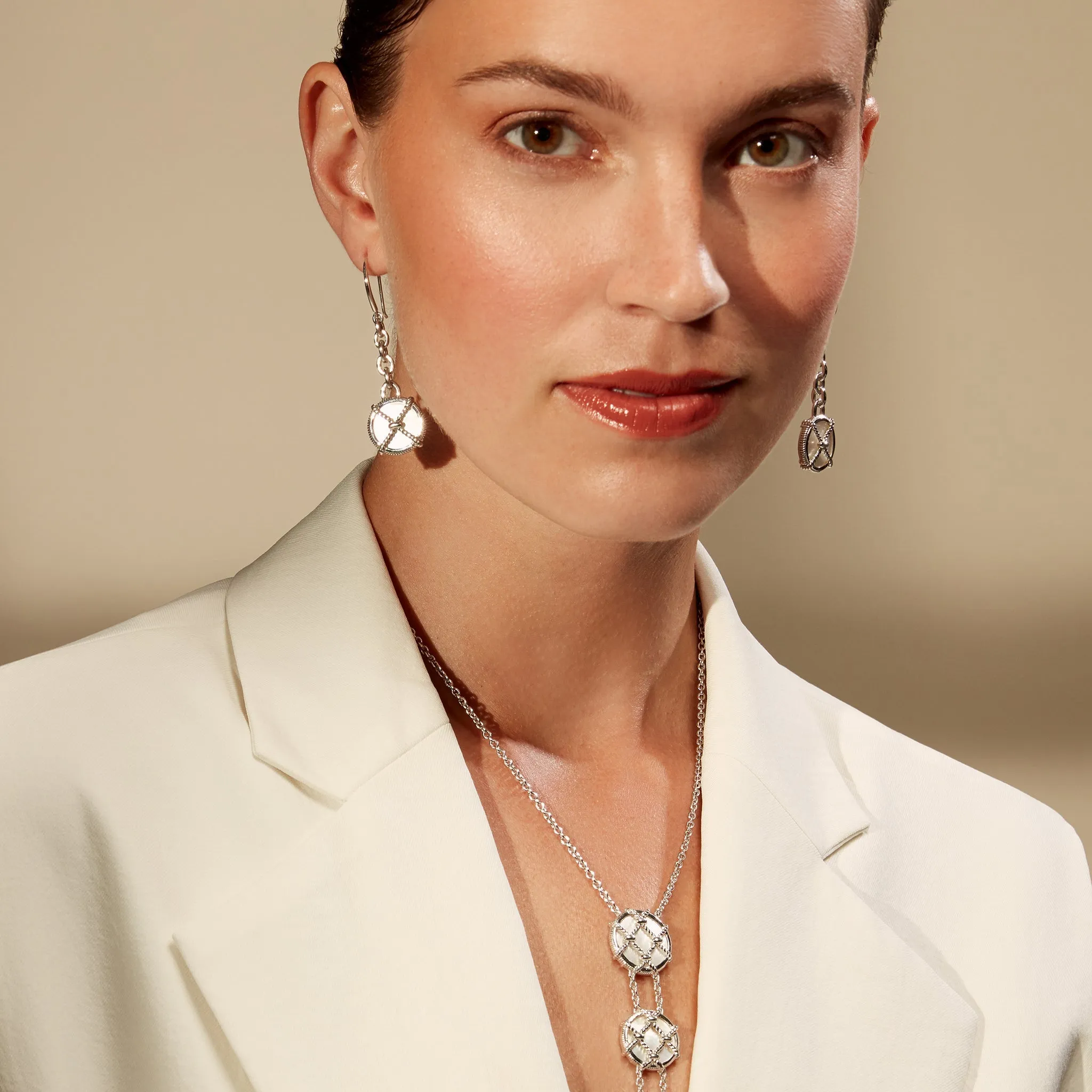 Isola Linear Drop Earrings with Mother of Pearl