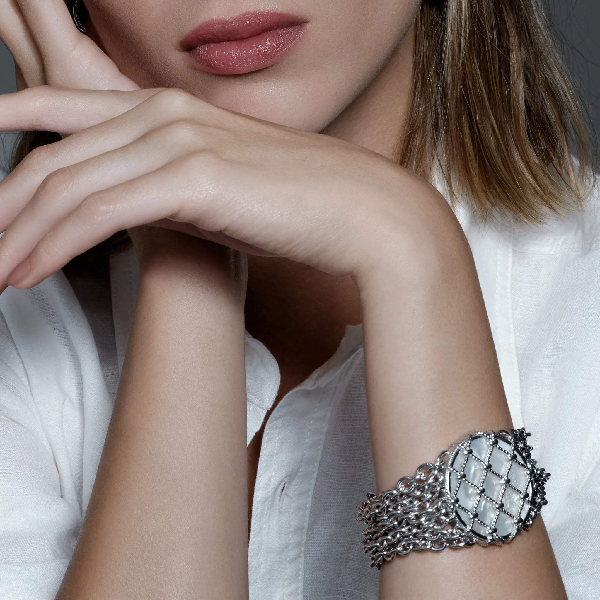 Isola Multi Chain Bracelet with Mother of Pearl