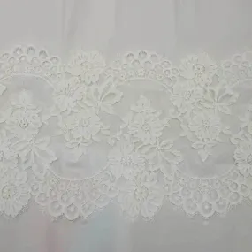 Ivory Corded Floral French Bridal Trim