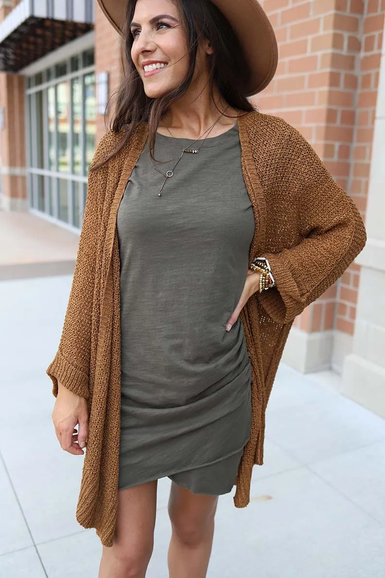 Josie Ruched Tee Shirt Dress - Olive