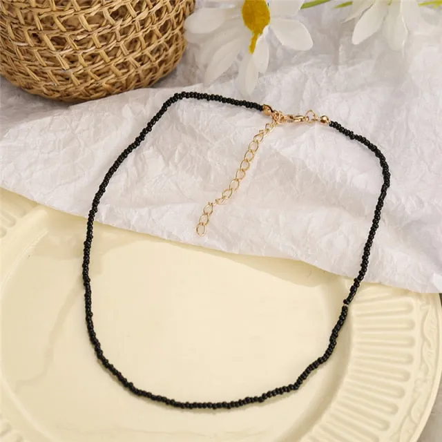 Korean Fashion Colorful Little Daisy Flower Beaded Necklace