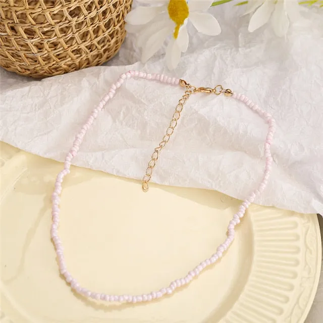 Korean Fashion Colorful Little Daisy Flower Beaded Necklace