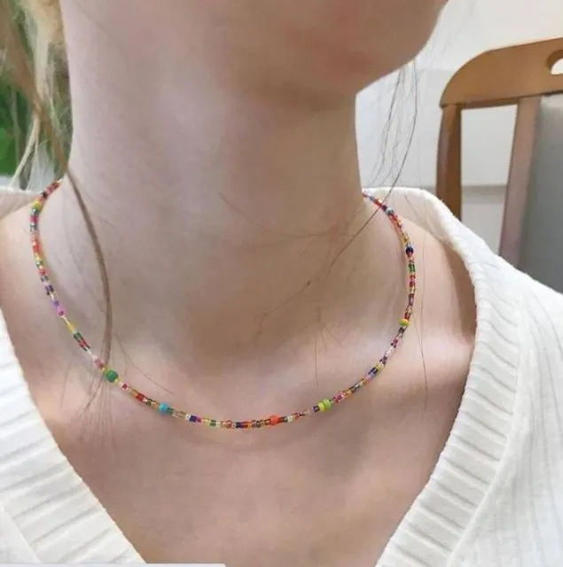 Korean Fashion Colorful Little Daisy Flower Beaded Necklace