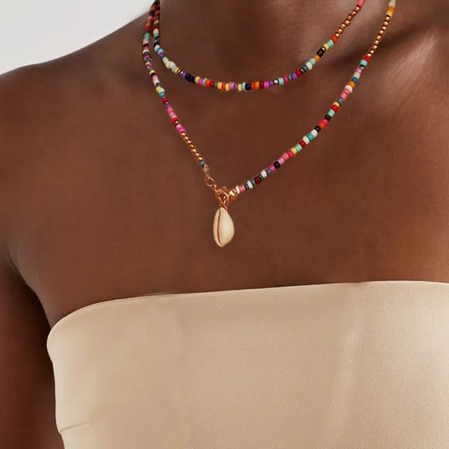 Korean Fashion Colorful Little Daisy Flower Beaded Necklace