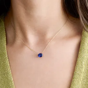Lab-Grown Oval-Cut Solitaire Sapphire Necklace, Isabel