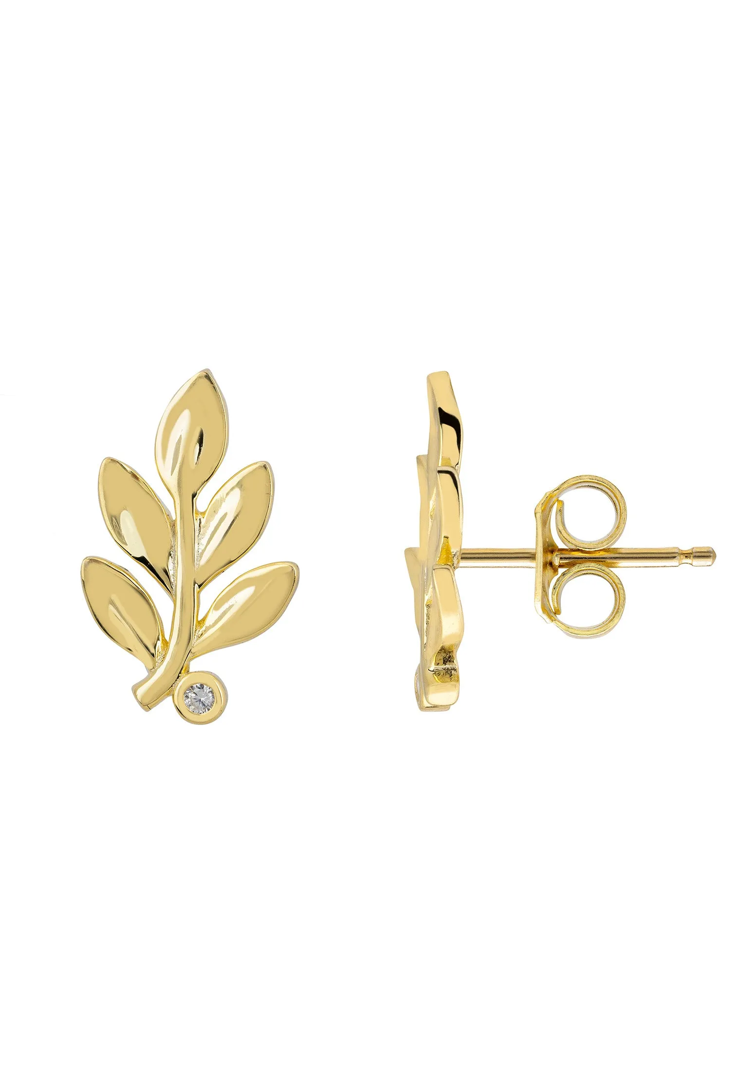 Laurel Leaf Stud Earrings Gold