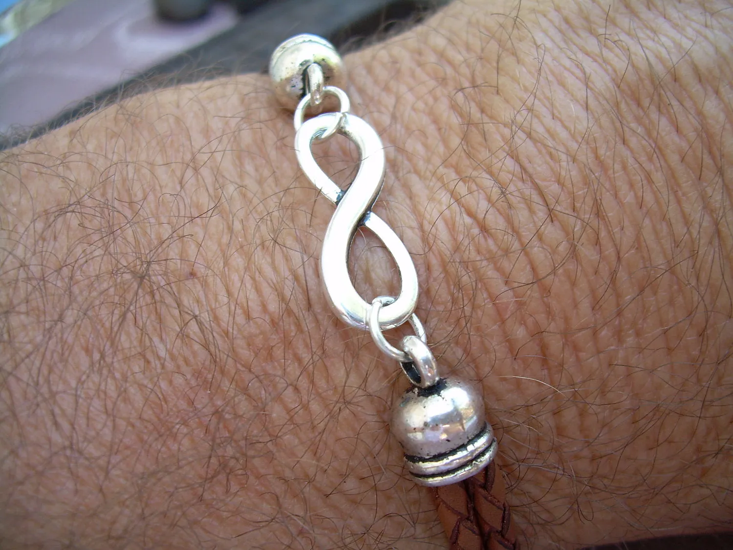 Leather Infinity Bracelet, Leather Bracelet, Infinity Bracelet,  Men, Women , Unisex, Saddle Brown, Braided, Mens Bracelet, Womens Bracelet