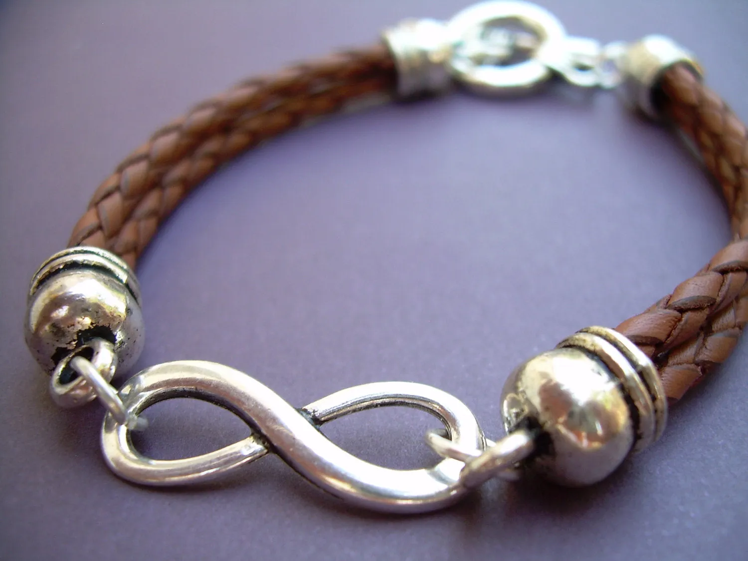 Leather Infinity Bracelet, Leather Bracelet, Infinity Bracelet,  Men, Women , Unisex, Saddle Brown, Braided, Mens Bracelet, Womens Bracelet