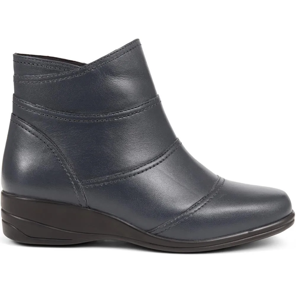 Leather Wedge Ankle Boots - KF38008 / 324 492