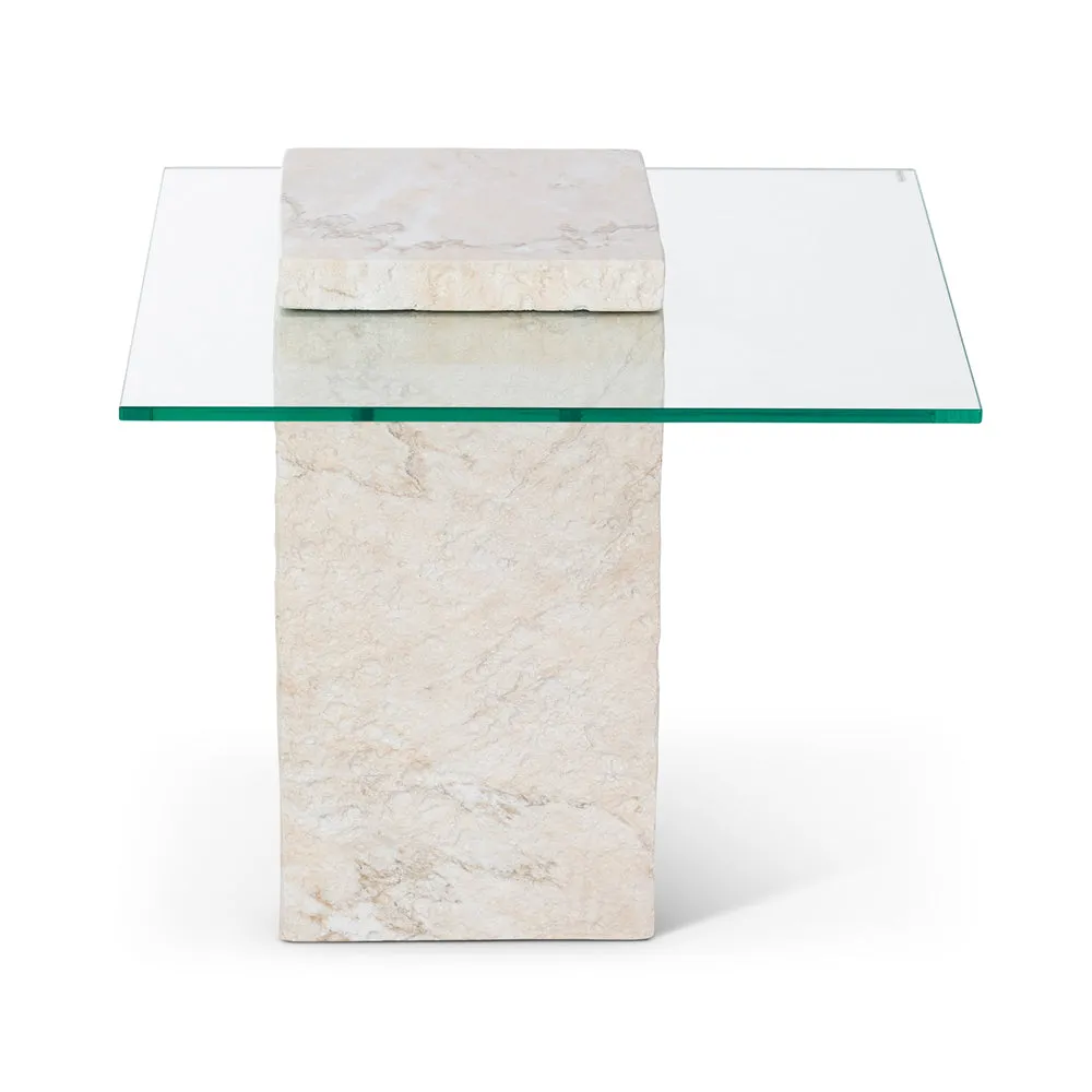 Liang & Eimil Rock Side Table – Beige Faux Marble