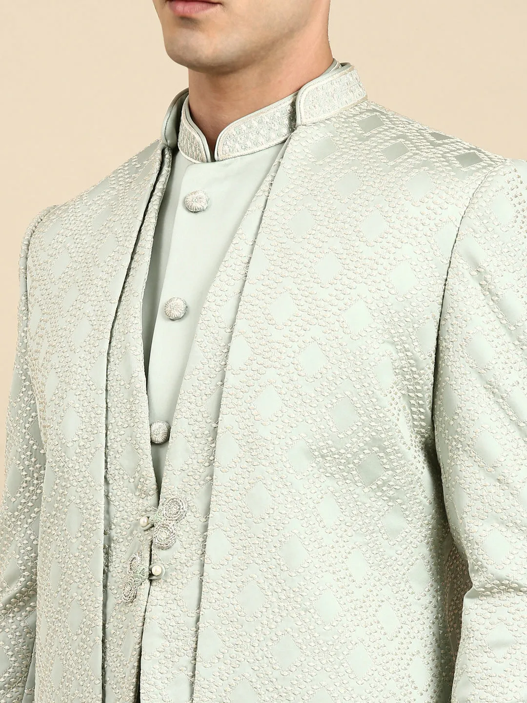 Light Green Layered  Indowestern