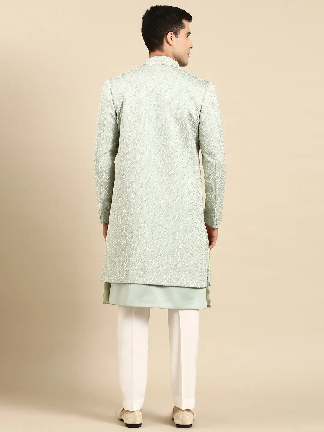 Light Green Layered  Indowestern