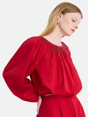 Lotus Beaded Top in Rouge