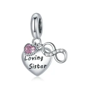 Loving Sister with Heart & Infinity Symbol Charm