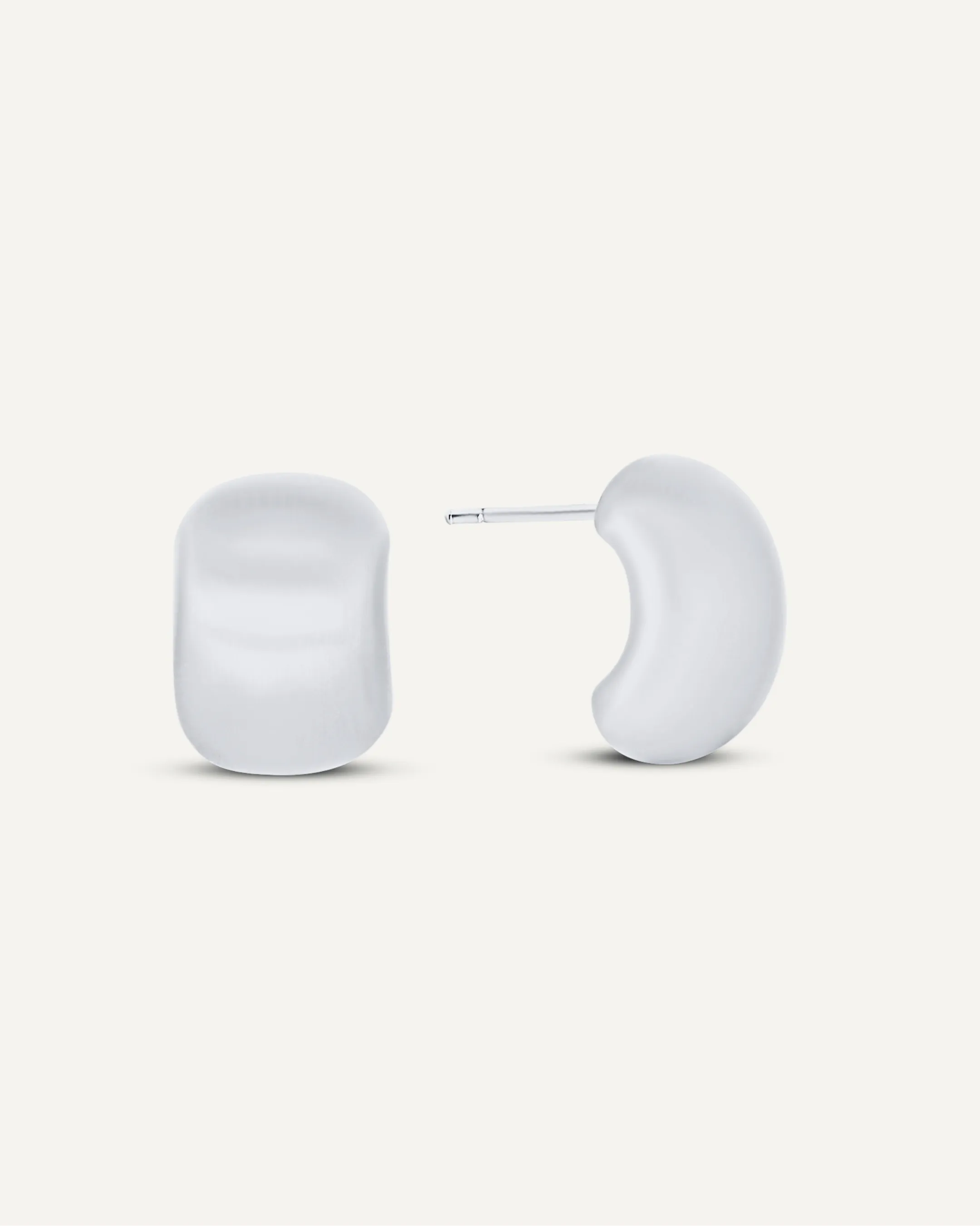 Matte Arc Semi Hoop Earrings in Silver